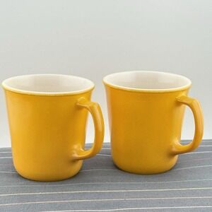 Vintage Corning Yellow Gold Butterscotch Milk Glass Coffee Cup Mug Set of 2 M